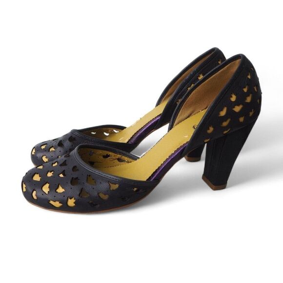 Faryl Robin Perforated Heels Navy / Yellow Women's 10 - Picture 2 of 13